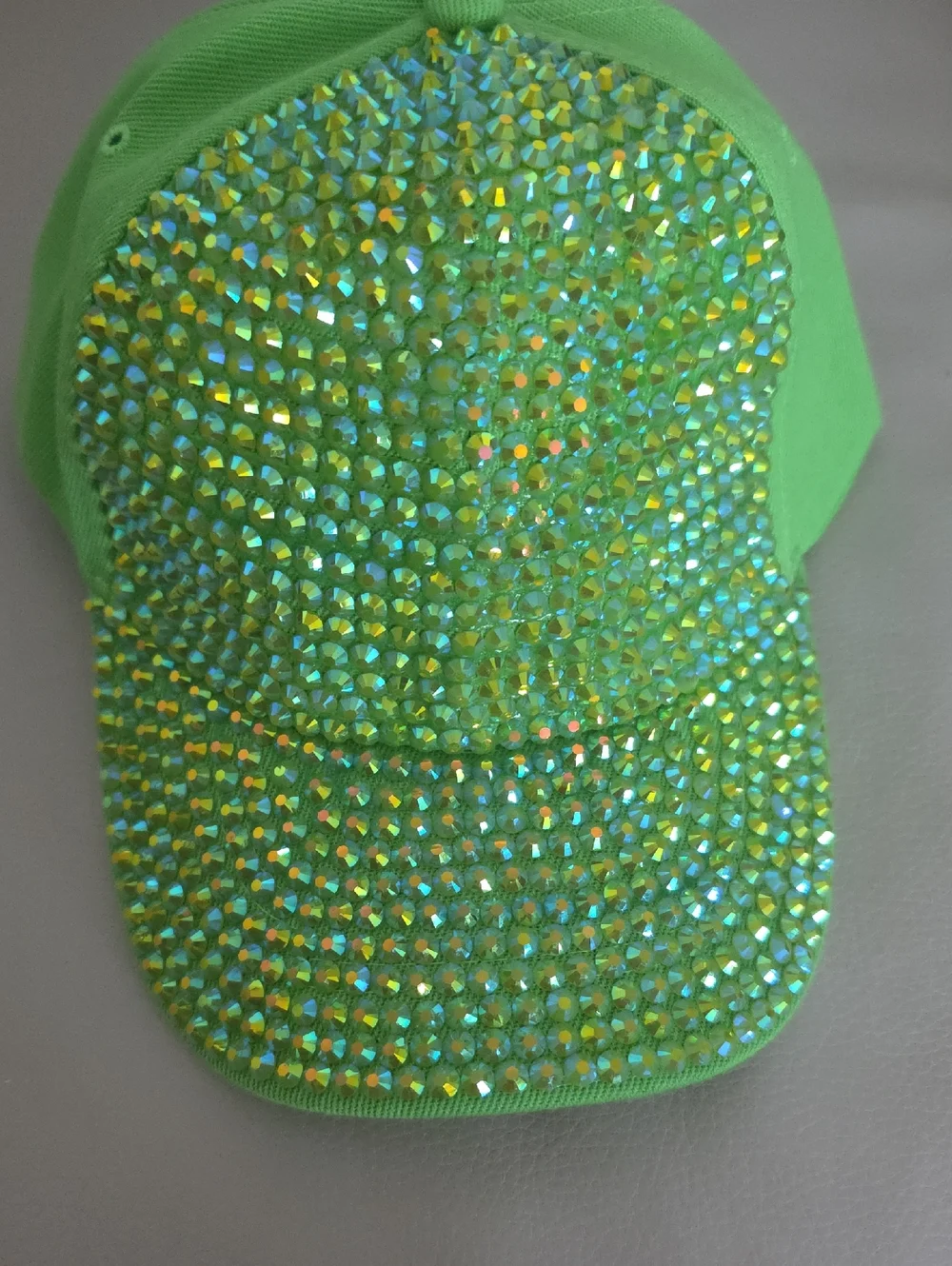 Green Rhinestone Embellished Cap - Picture 1 of 4